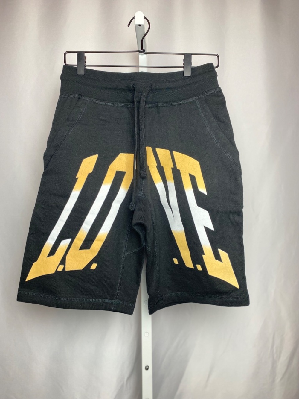 L.O.V.E. Streetwear Relaxed Fit Black & Yellow Graphic Shorts | Size Sm